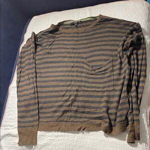 Sanctuary Brown and Gray Striped Women's Sweater